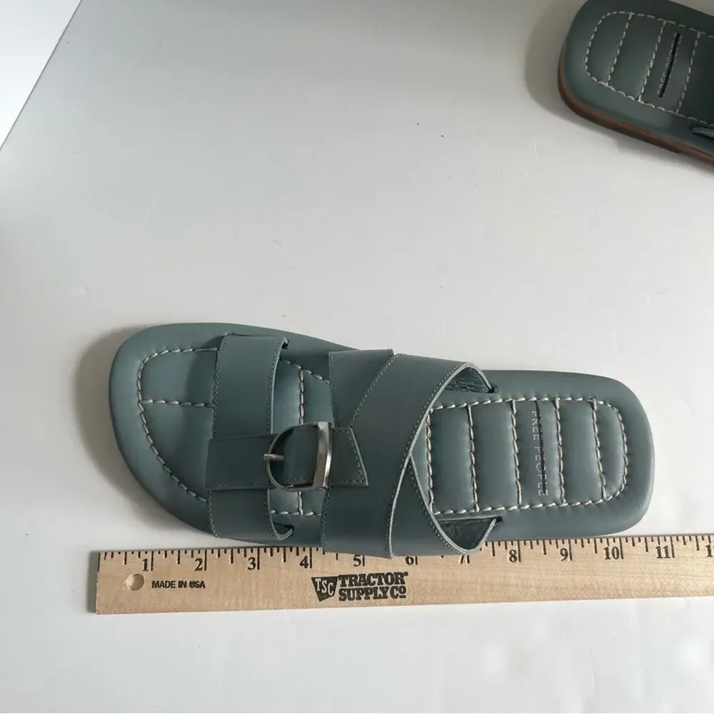 Free People Leather Buckle Sandal Sloan Stormy Sea